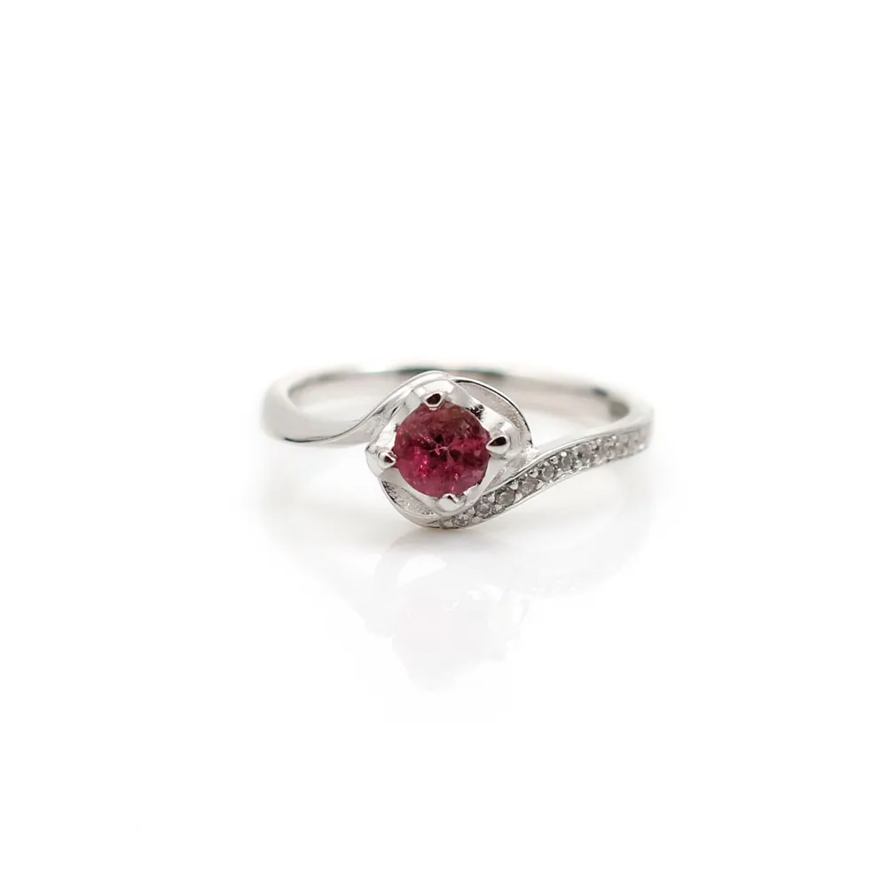 Bague tourmaline en argent 925 rhodié x 1pc