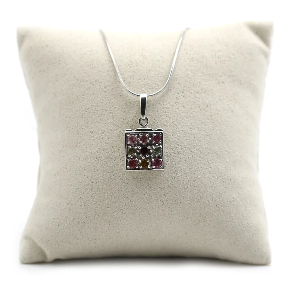 Pendentif tourmaline serti en argent 925 x 1pc