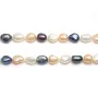 Sautoir en perles d'eau douce multicolore, de forme baroque, mesurant 8x10mm x 80cm x 1pc