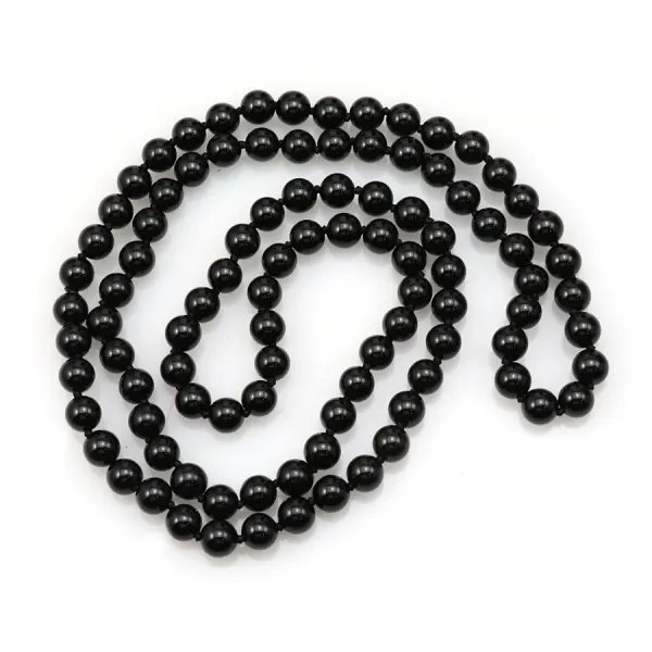 Necklace in black agate, in round shape, measuring 8mm, x 1pc