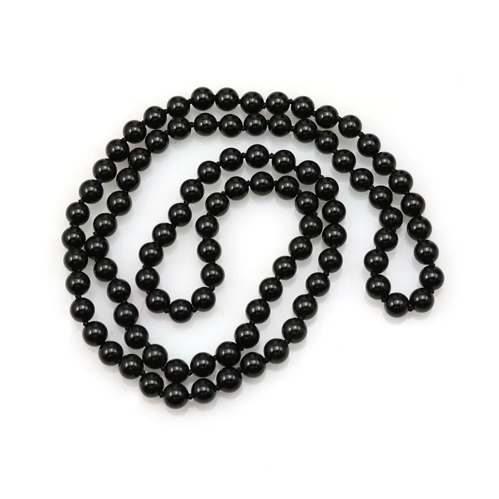 Sautoir en agate noire, de forme ronde, mesurant 8mm x 80cm, x 1pc