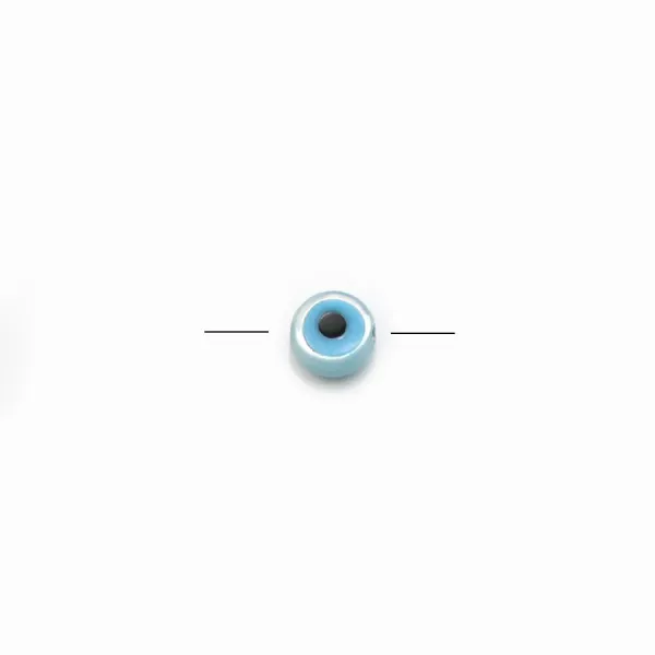 Nazar boncuk (oeil bleu) rond en nacre blanche 4mm x 4pcs