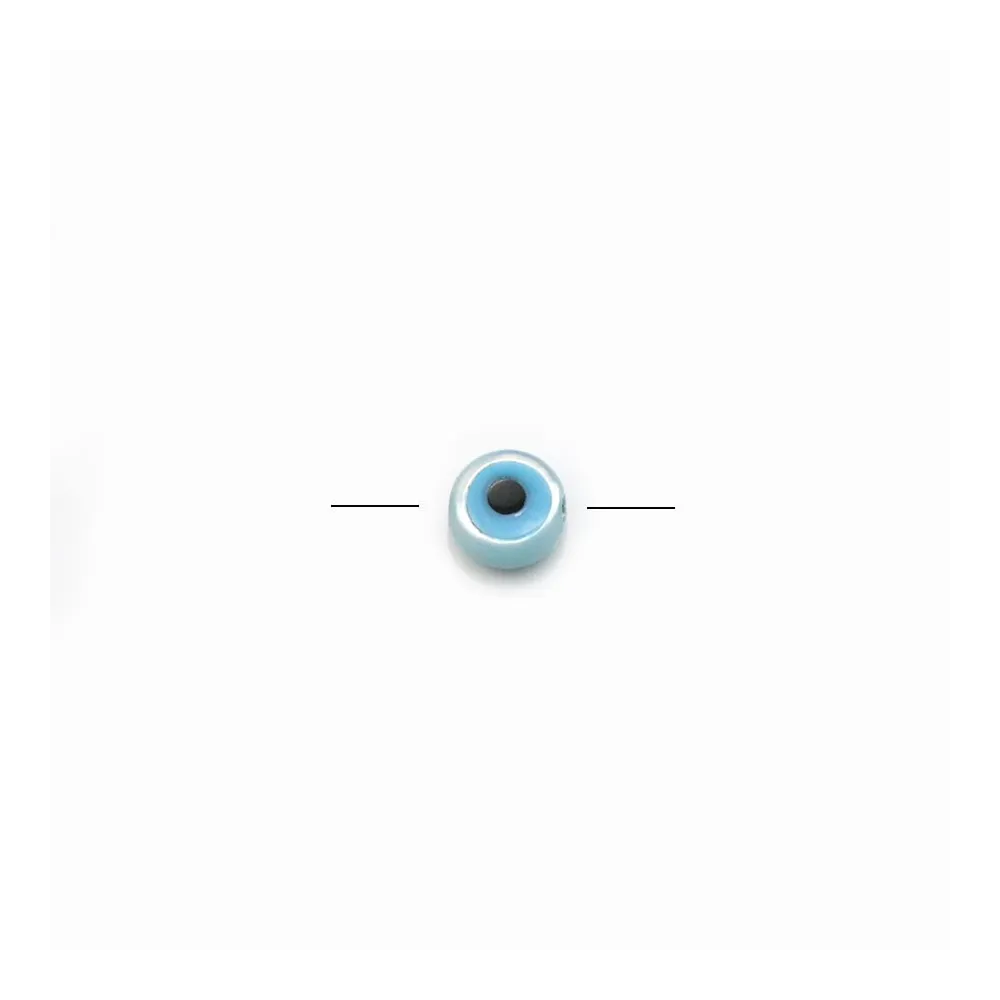 Nazar boncuk (oeil bleu) rond en nacre blanche 4mm x 4pcs