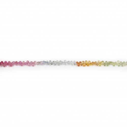 Multicolor sapphire, faceted briolette shape 2.5x4mm x 45cm