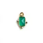 Green Agate Rectangle on gold gilt  Charm 5x7mm x 1pc