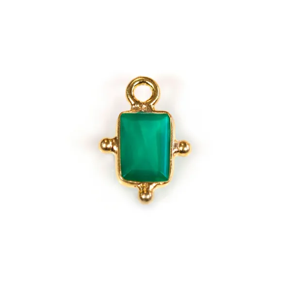 Rectângulo Ágata Verde Encantado em Silver Gilt 8x12mm x 1pc