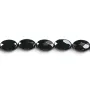 Agate in black color, in the shape of a faceted oval, 10 * 14mm x 2pcs