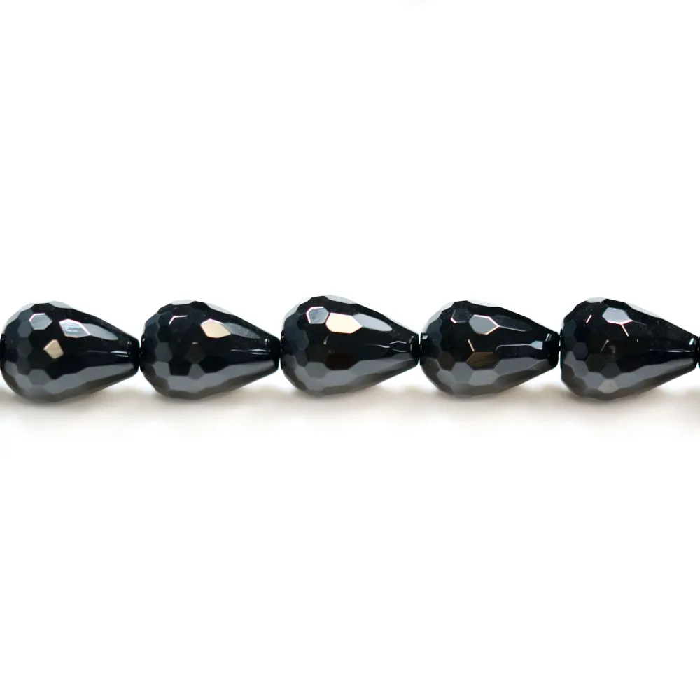 Black agate drips faceted 13x17mm x 2pcs