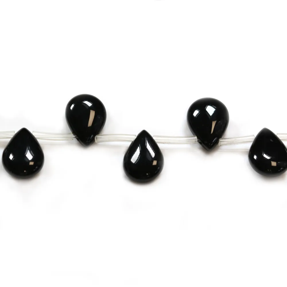 Black agate teardrop 13x18mm x 40cm (22pcs)