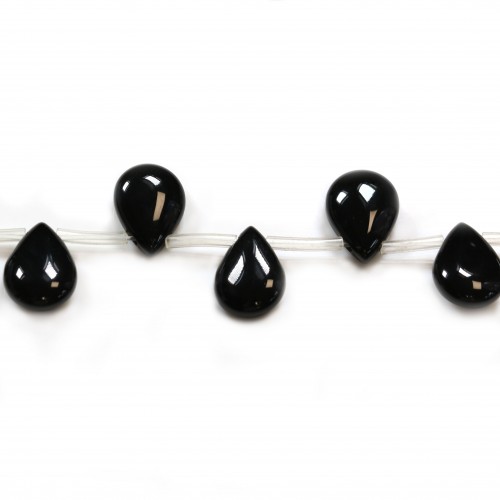 Onyx black, flat drop, 13x18mm x 40cm