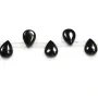 Agate noire goutte plate 8x12mm x 40cm