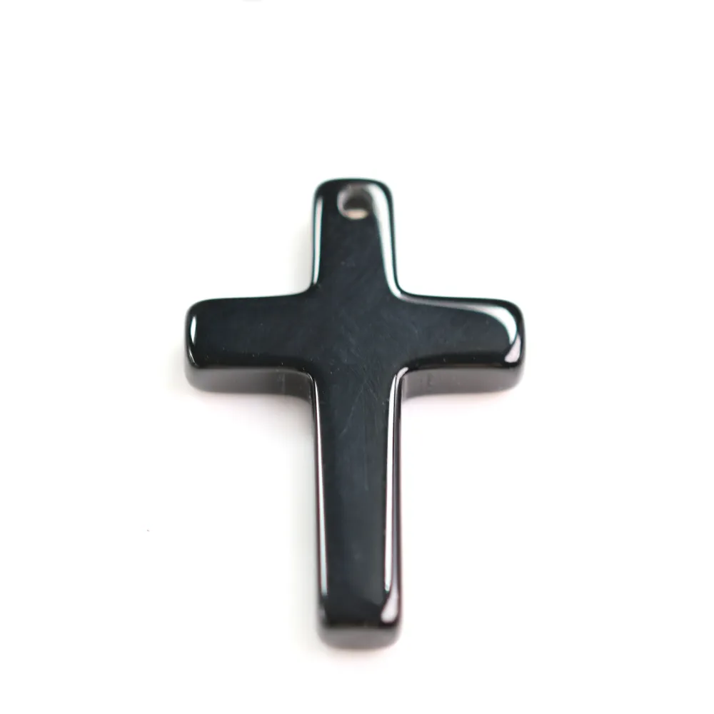 Agate noir croix 20x30mm x 40cm
