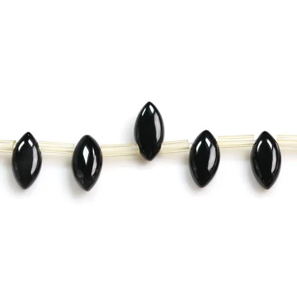 Agate noire losange 5x10mm x 40cm