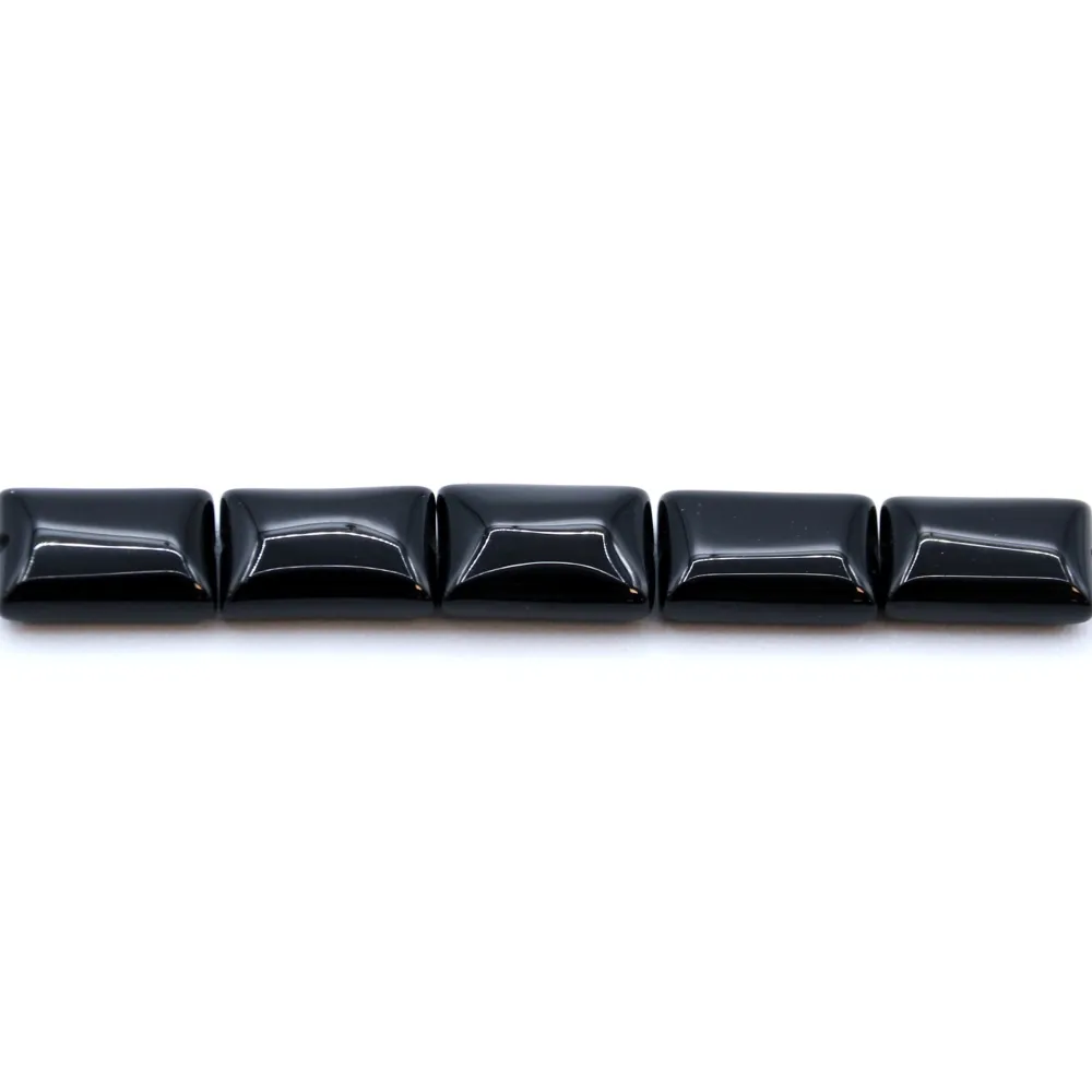 Agate de couleur noire, en forme de rectangle, 8 * 12mm x 10pcs