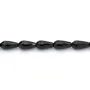 Agate de couleur noire, en forme de goutte facetté, 8 * 16mm x 4pcs