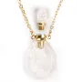 Collier en  plaquée par "flash" or sur laiton avec pendentif flacon de parfum  en Cristal de roche