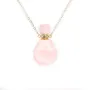 Collier en plaquée par "flash" or sur laiton avec pendentif flacon de parfum en Quartz rose