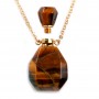 Necklace in "flash" gold gilt on brass with tiger eye perfume bottle pendant