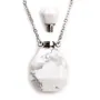 Collier en acier inox argenté avec un flacon de parfum pendentif en Howlite