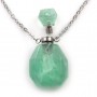 Collier en acier inox argenté avec un flacon de parfum pendentif en Fluorite