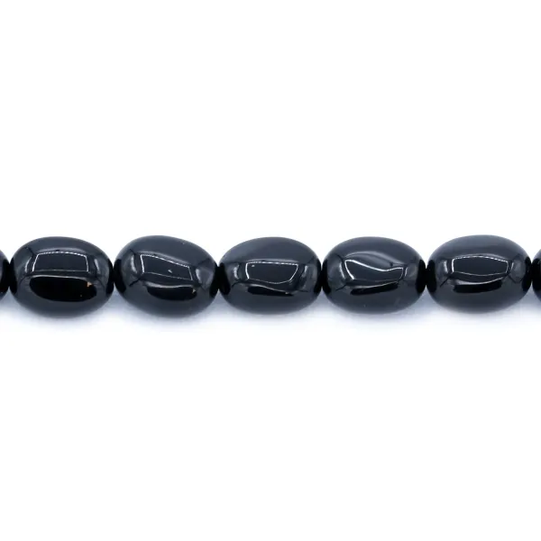 Agate noire de forme ovale 6x8mm x 40cm