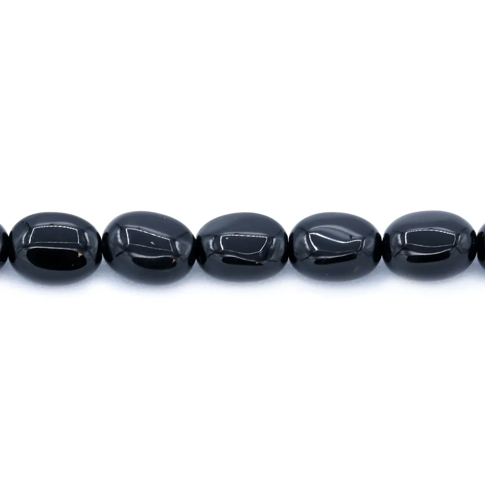 Agate noire de forme ovale 6x8mm x 40cm