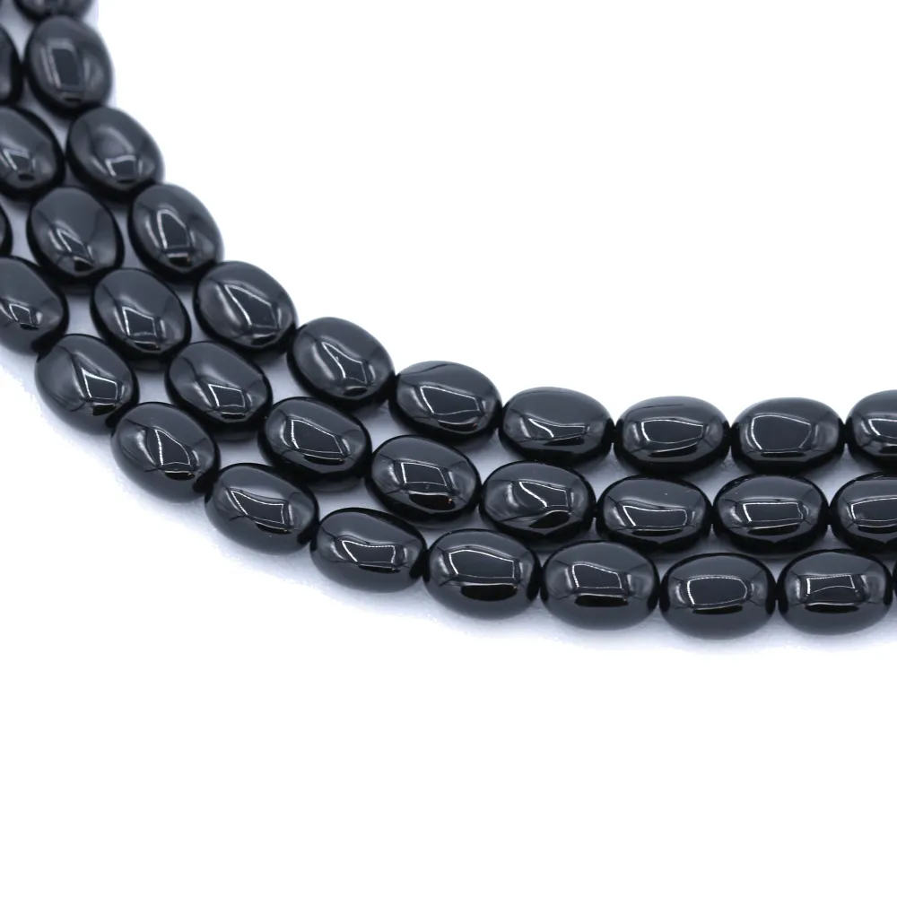 Onyx noir, ovale 6x8mm x 40cm