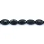 Agate in black color, in the shape of a faceted oval, 8 * 12 mm x 4pcs