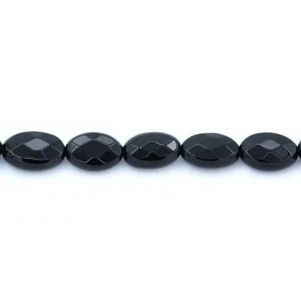 Black onyx, oval faceted, 8x12mm x 40cm