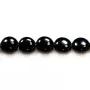 Agate de couleur noire, de forme ronde et plate, 8mm x 10pcs