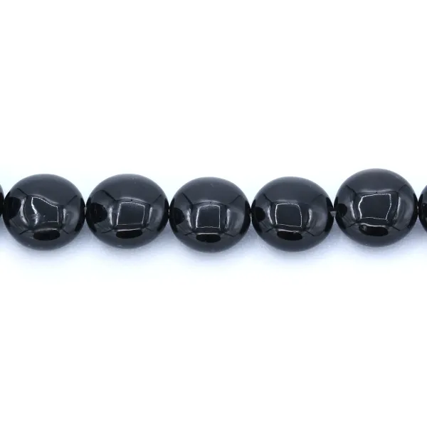 Black onyx flat round 10mm x 40cm