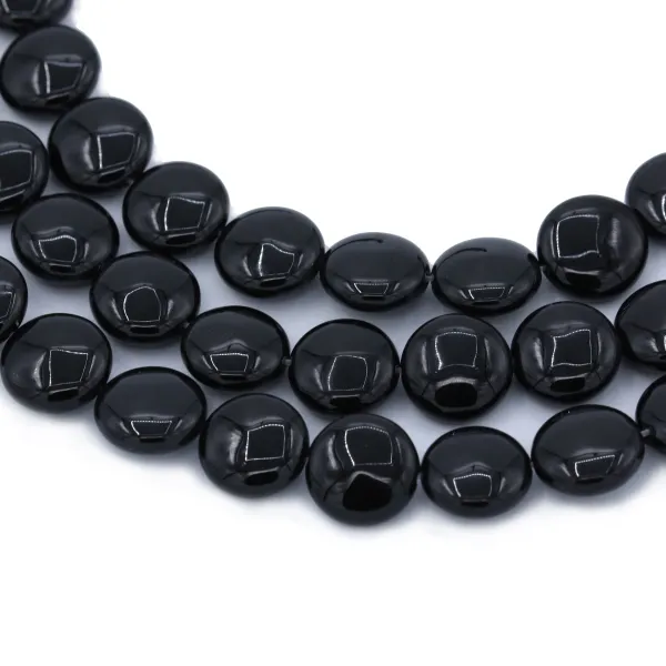 Onyx black, round flat, 12mm x 40cm