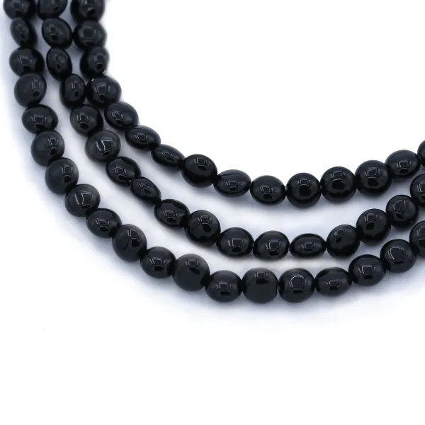 Onyx black, round flat, 6mm x 40cm