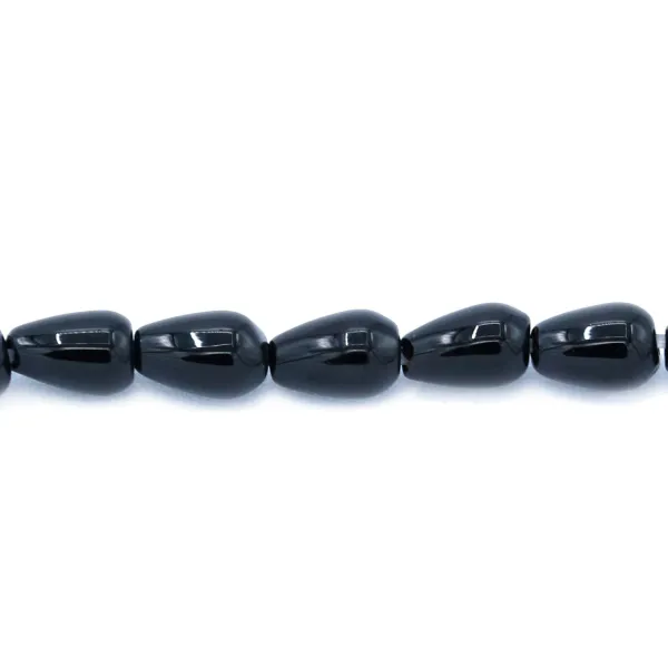 Onyx noir, goutte, 4x6mm x 40cm