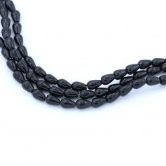Onyx black, drop, 4x6mm x 40cm