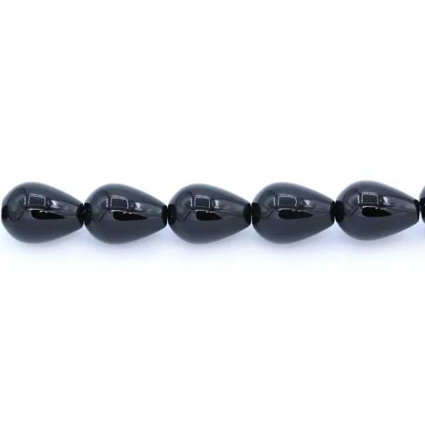 Agate noire goutte 13x18mm x 2pcs