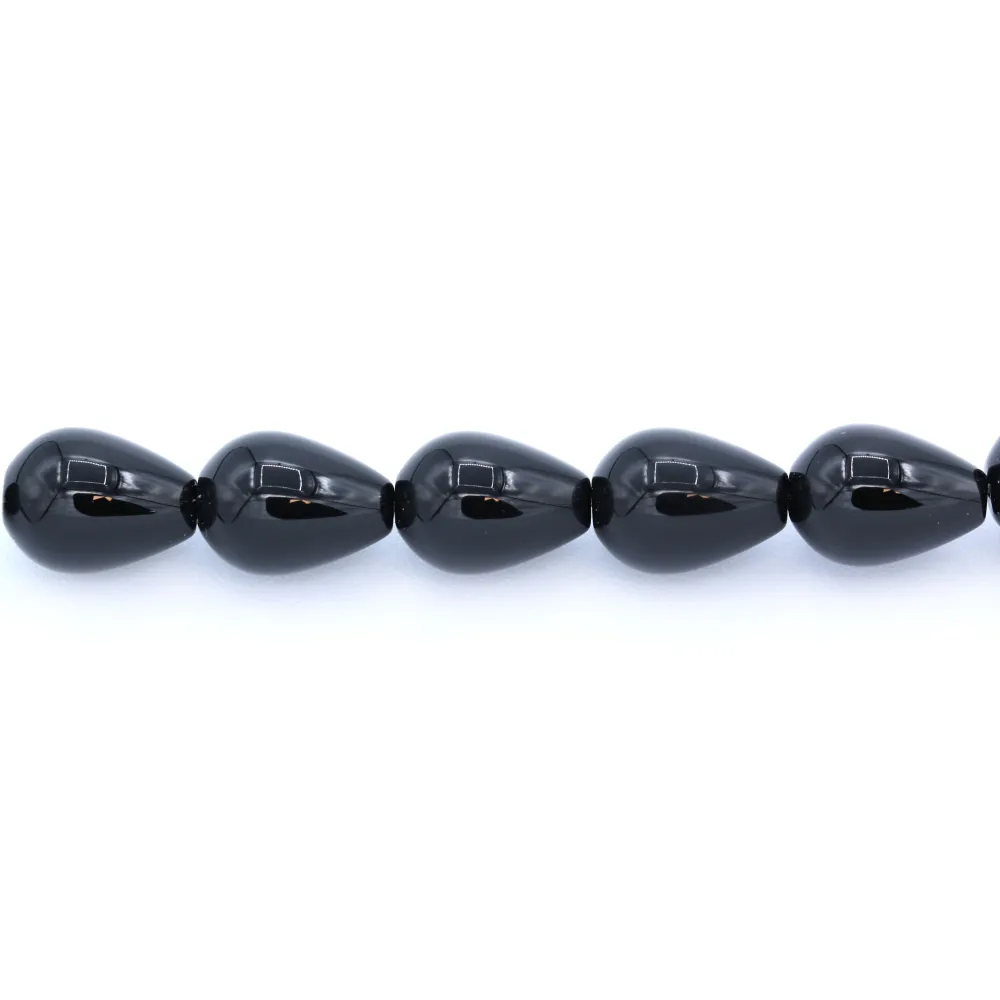 Agate noire goutte 13x18mm x 2pcs