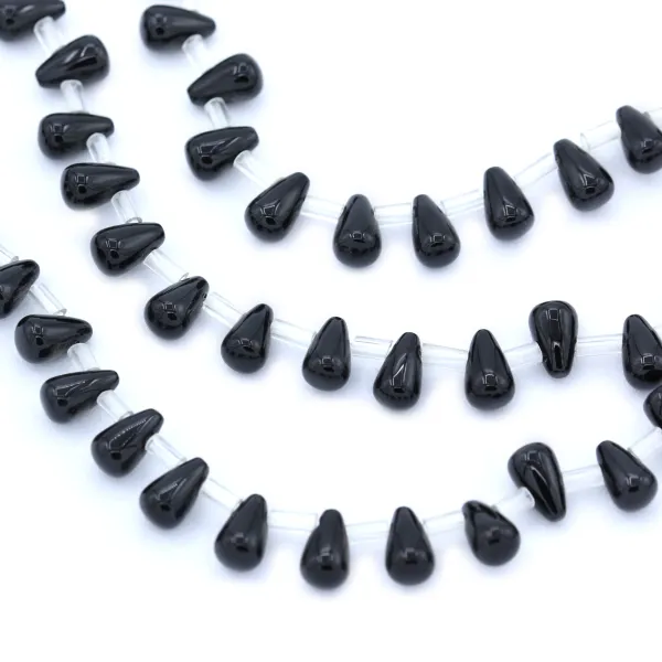 Agate noire goutte 5x8mm x 40cm
