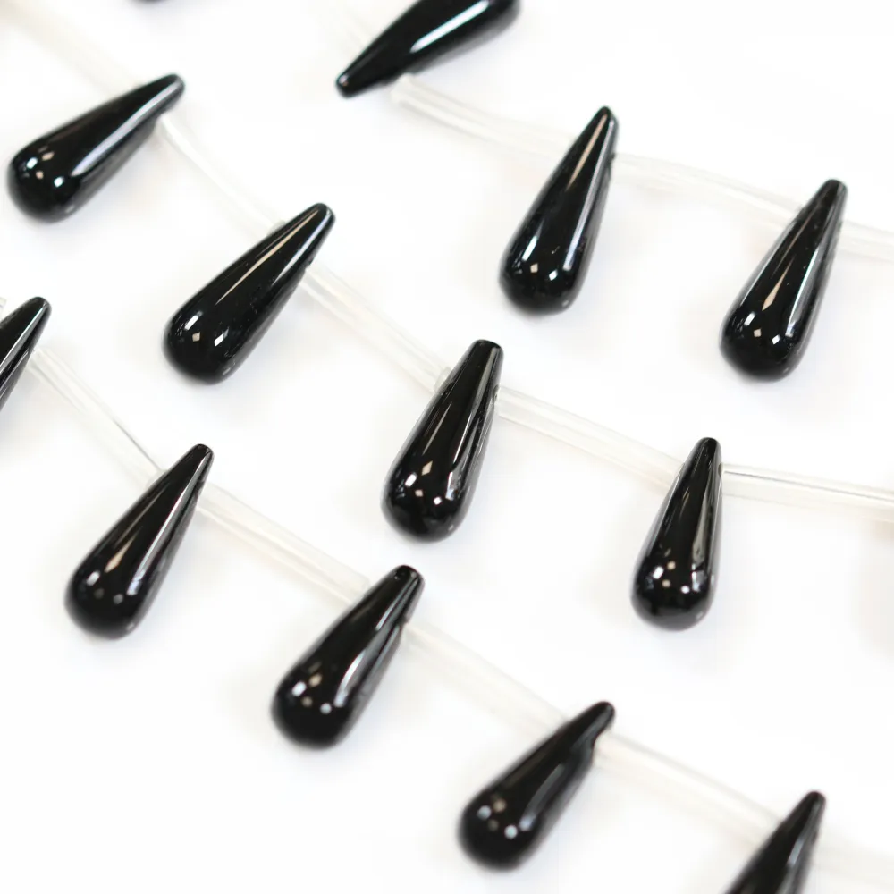 Onyx noir, goutte, 6x16mm x 39cm