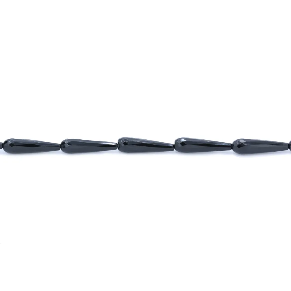 Agate in black color, in the shape of a faceted drop, 8 * 30 mm x 1pc