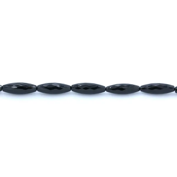 Agate de couleur noire, en forme de tonnelet facetté 10 * 30mm x 1pc