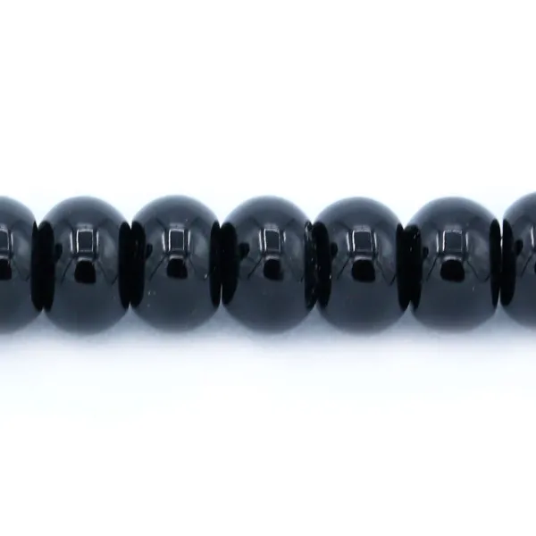 Agate de couleur noire, en forme de rondelle, 3 * 6.5mm x 20pcs