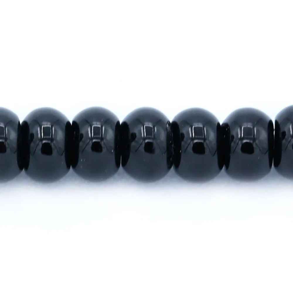 Agate de couleur noire, en forme de rondelle, 3 * 6.5mm x 20pcs