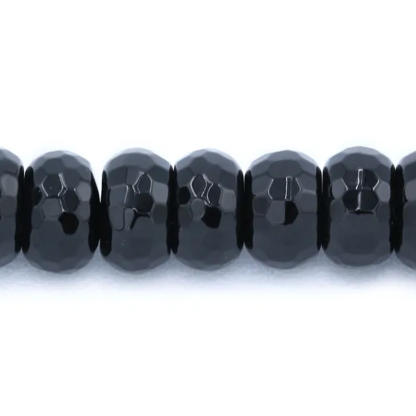 Black Agate Faceted Roundel 5X8mm bead strand 40 cm
