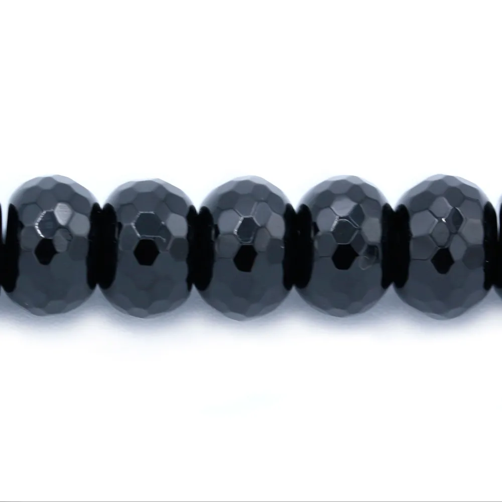Agate Noire Rondelle Facette