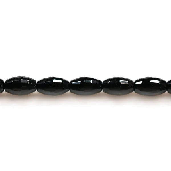 Agate noir tonnelet facetté 4x6mm x 40cm