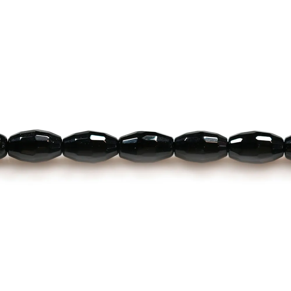 Agate noir tonnelet facetté 4x6mm x 40cm