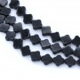 Onyx noir, trèfle, 10mm x 40cm