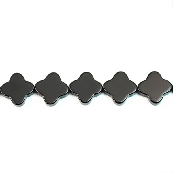 Agate noir trèfle 14mm x 1pc 