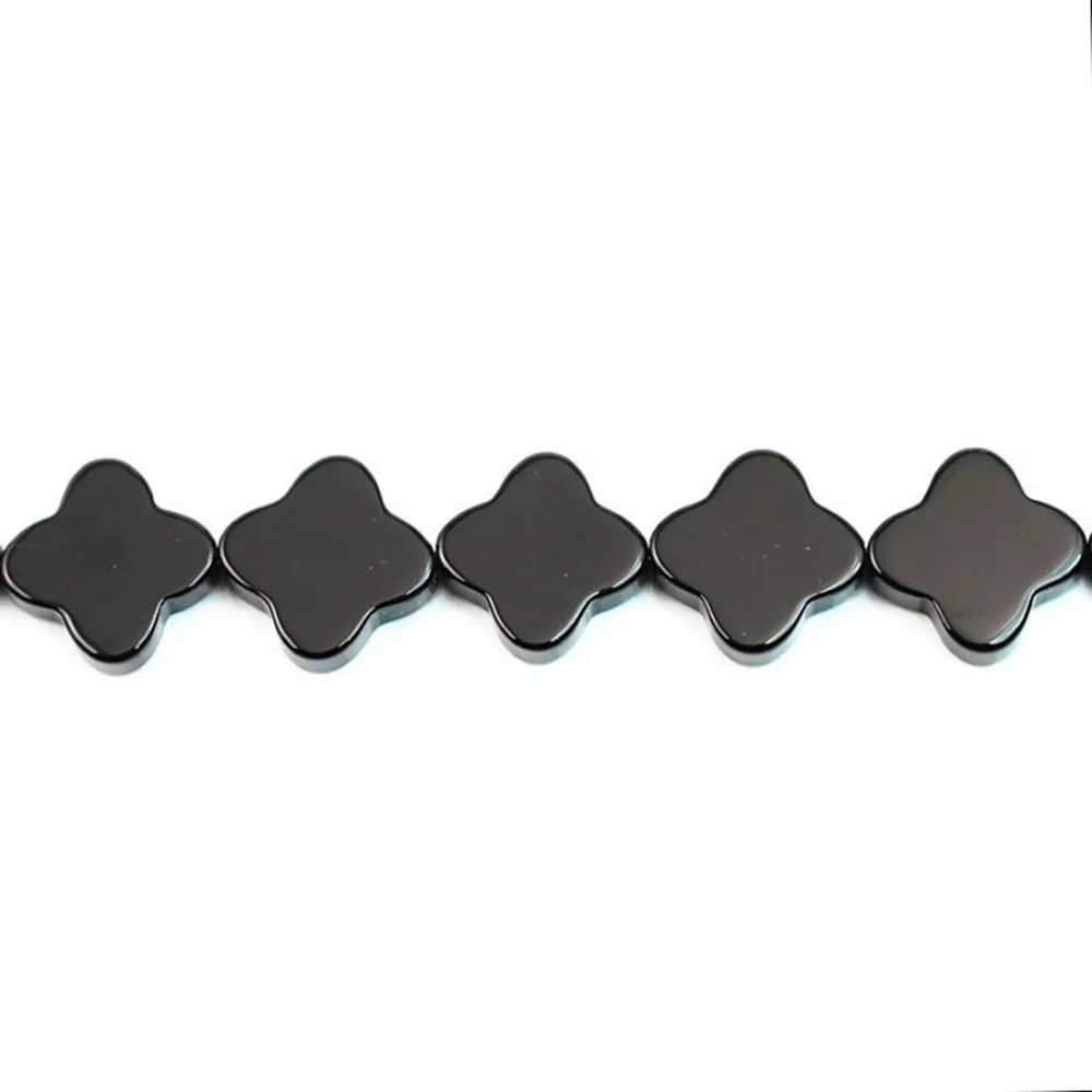Agate noir trèfle 14mm x 1pc 